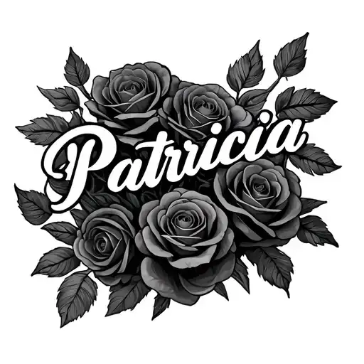 The Name Patricia Inside Of Cursive Sitting In A Bunch Of Roses