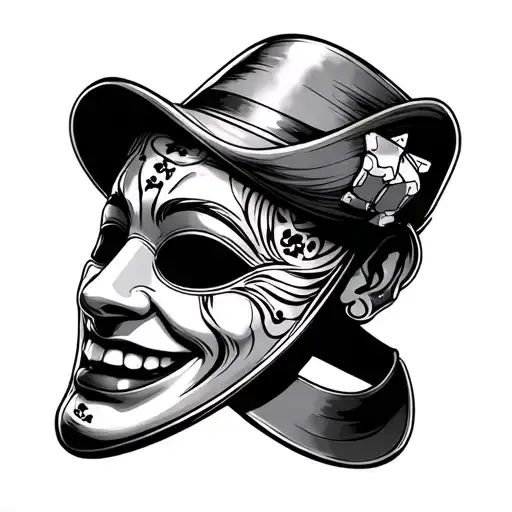 Laugh Now Cry Later Mask With Casino Theme