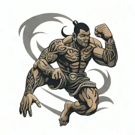 Combination Of Muay Thai And Maori Symbols To Showcase Warrior Spirit