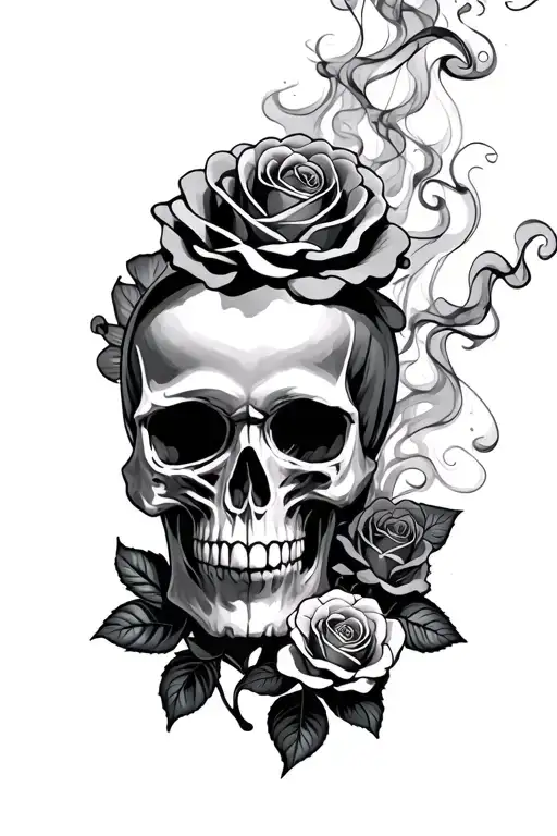 Skull Roses Smoke Rising
