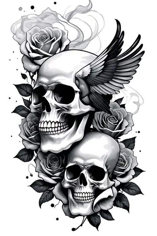 Roses Smoke Skulls Bird