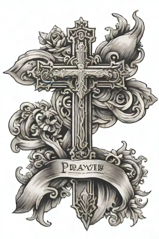Cross With Prayer On Biceps