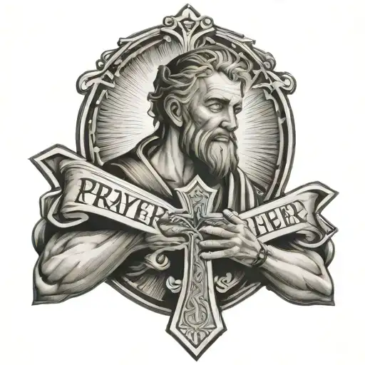 Prayer Our Father With A Cross On The Forearm