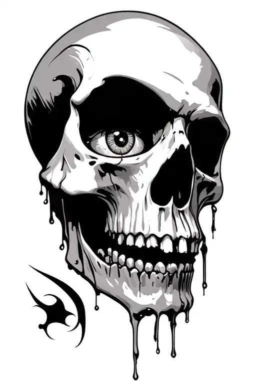 Skull With Bleeding Eyes Surrounded Realistic Depiction