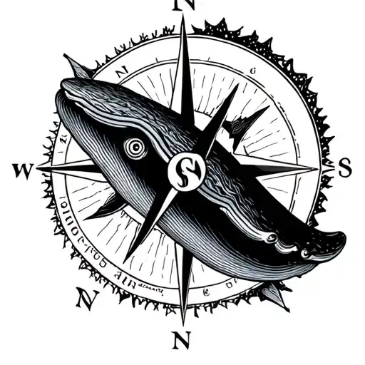 Anchor Whale Compass Rose