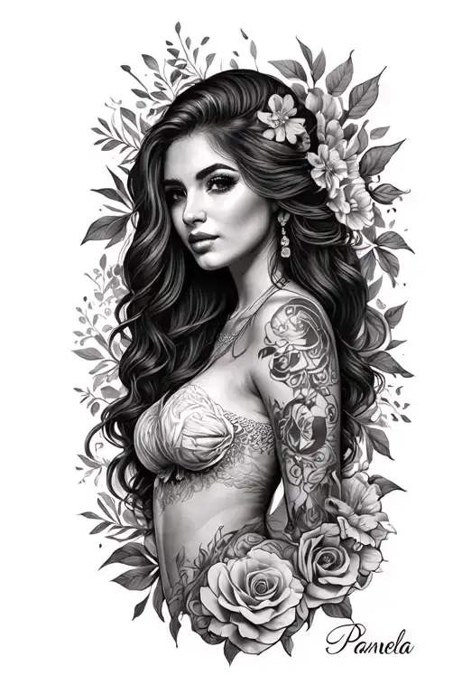 Pamela On Forearm Half Sleeve