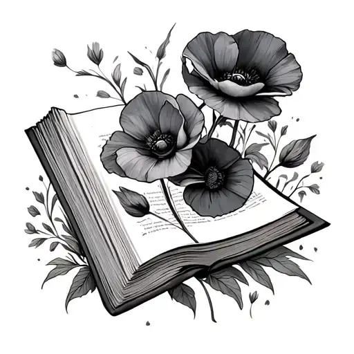 Open Book With Poppies