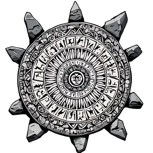 Aztec Calendar Surrounded By Stone