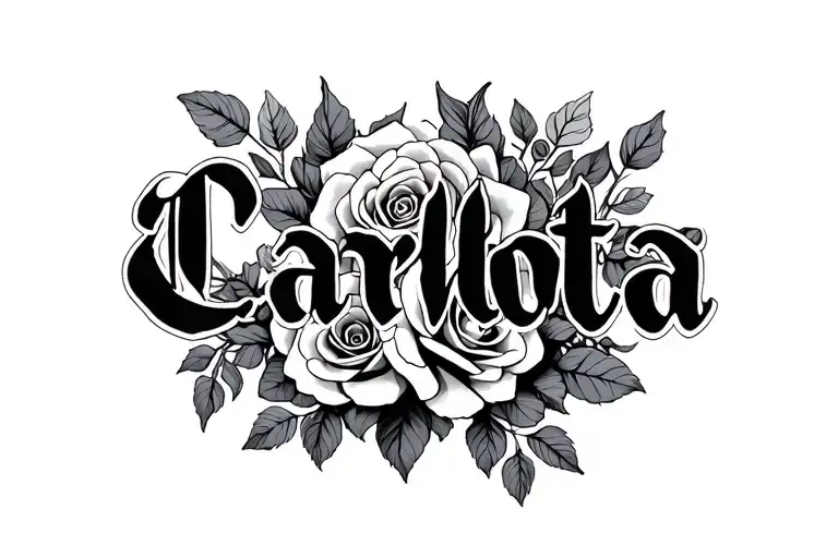 Name Carlota With Alot Roses Surrounding