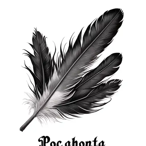A Fine Feather Composed Of The Word Pocahontas As Well As A Few Ends Of Feathers