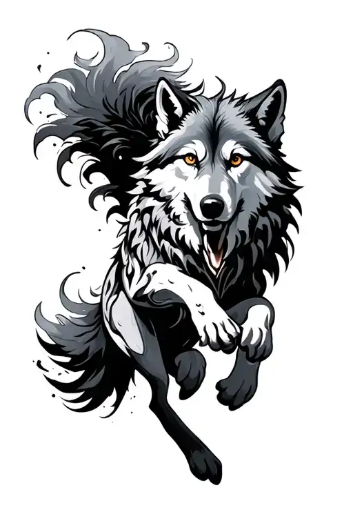 Unique Leaping Wolf Tribal Scynthian