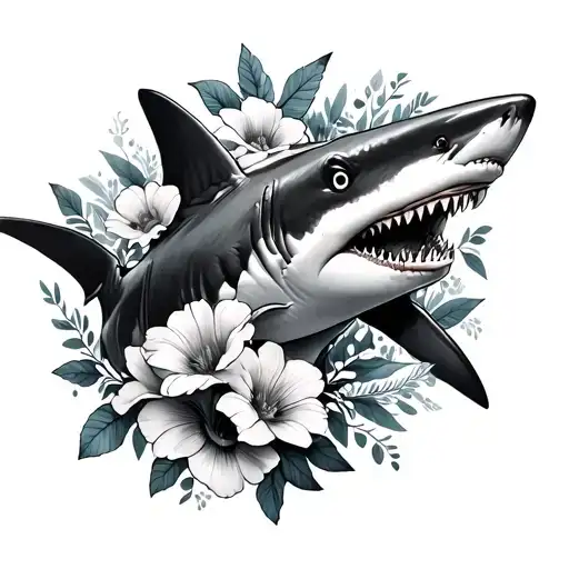 Shark And Flowers