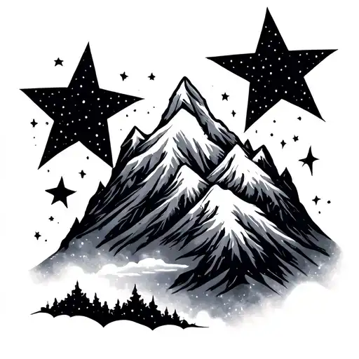 Mountain Clouds Stars