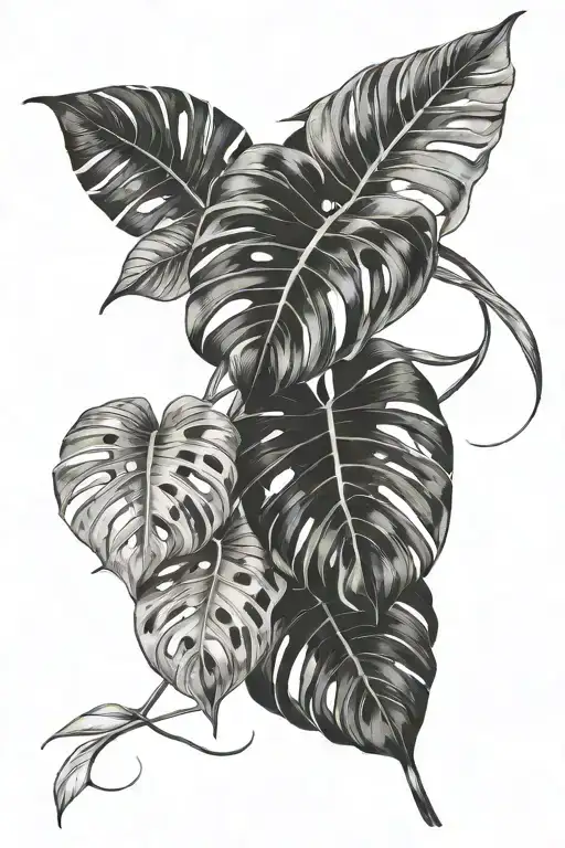 Monstera Leaves Intertwined