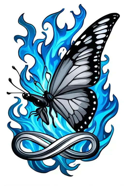 Butterfly With Blue Flames And Infinity Symbol