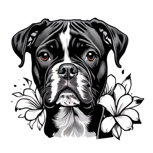 Boxer Dog And Fluer De Lis Design