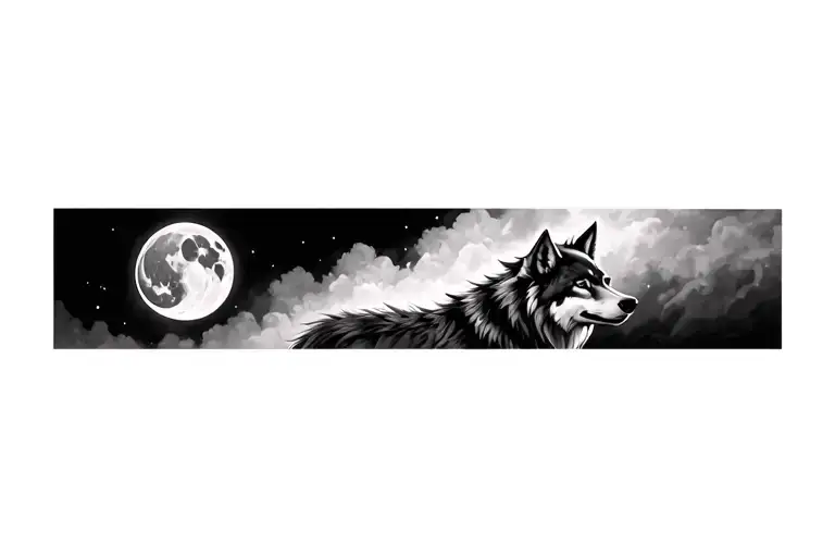 Wolf With Moon