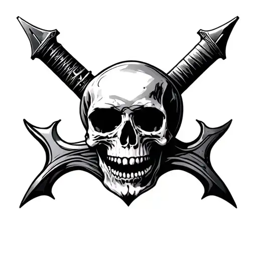 Skull With Dagger Intertwined