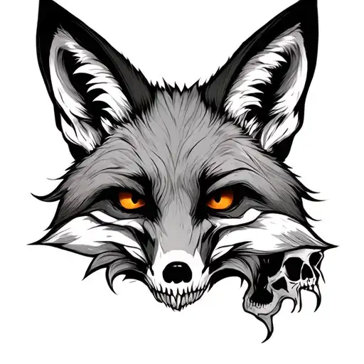 Creepy Fox With Skulls