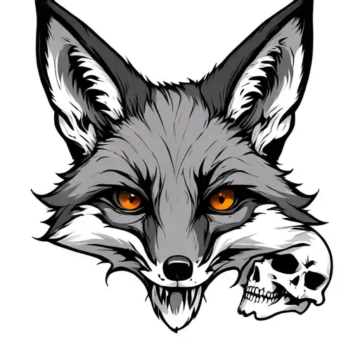 Creepy Fox With Skulls