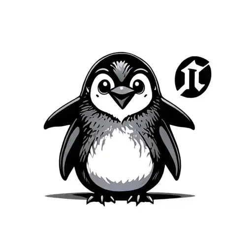 Cybersigilism Style Penguin With A Little T Letter