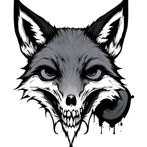 Creepy Fox With Skulls