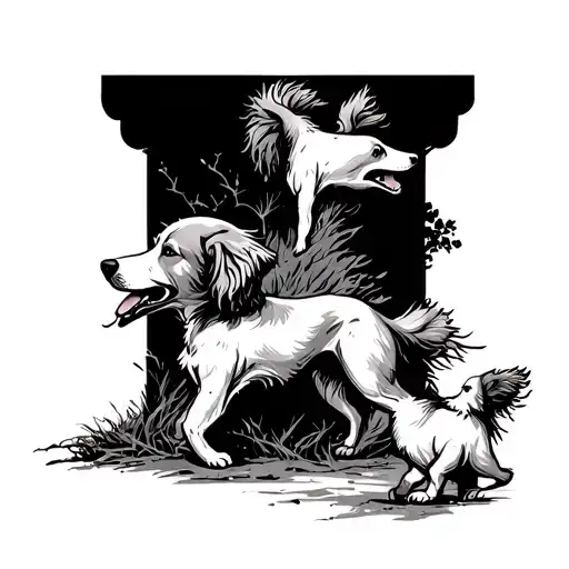 Tree Dogs Frolicking