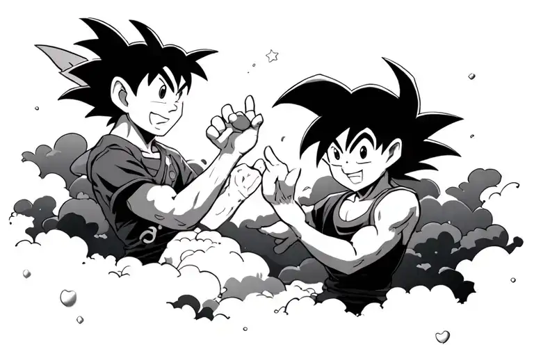 Peter Pan With Goku And Ash Pokemon Clouds Surrounding