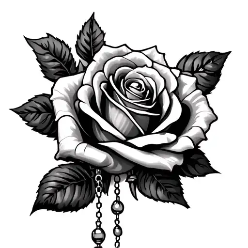 Rose With A Rosary Forearm Men