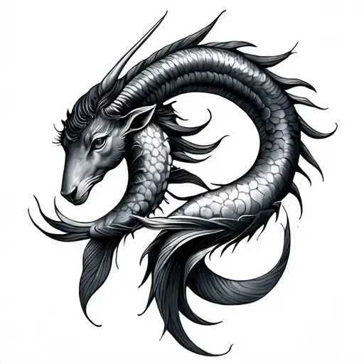 Capricorn And Pisces Fusion Design Combining Elements