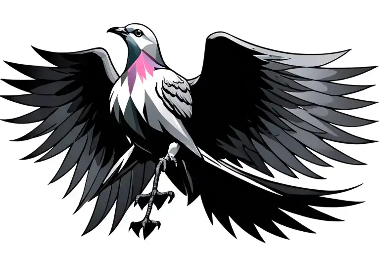 Dove With Wide Open Wings And Geometric Design Incorporating