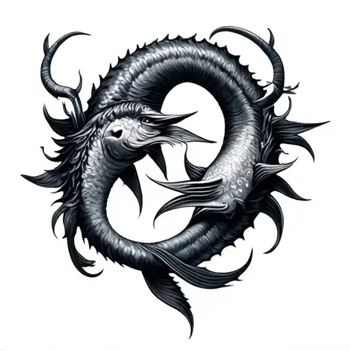 Capricorn And Pisces Fusion Design Combining Elements