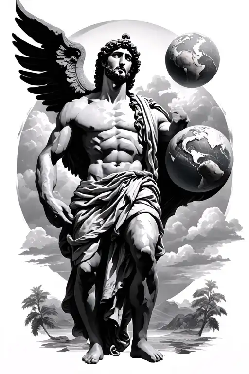 Greek God Atlas Carrying Earth