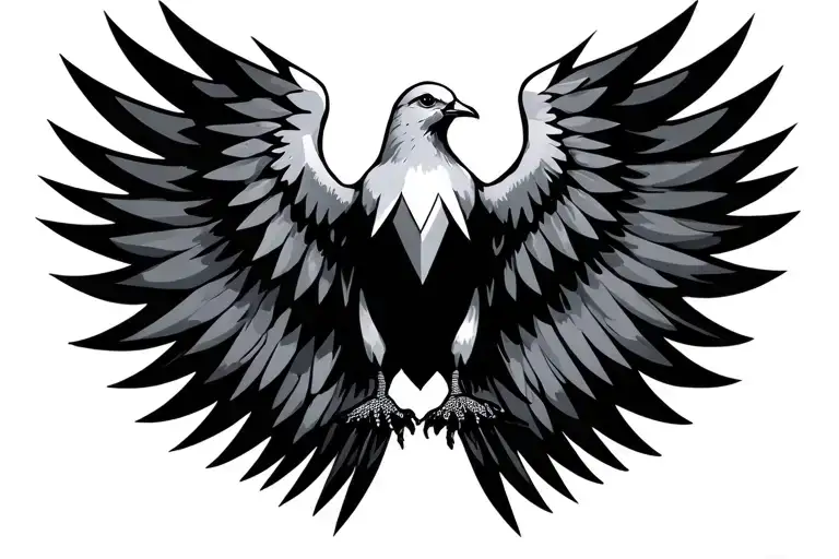 Dove With Wide Open Wings And Geometric Design Incorporating More Semetrical