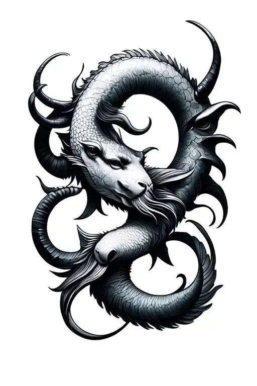 Capricorn And Pisces Fusion Design Combining