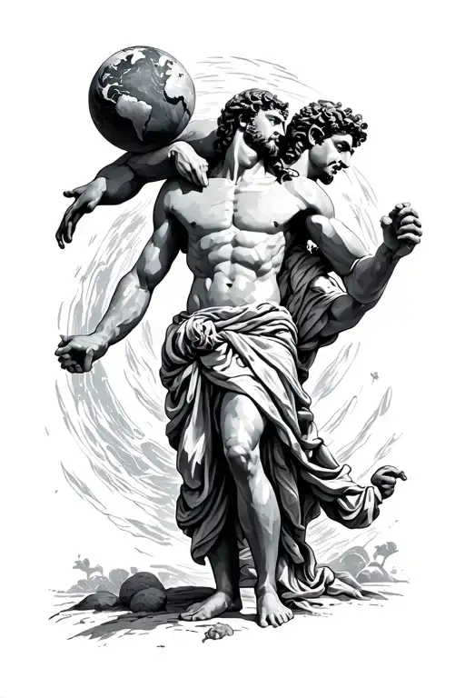 Greek God Atlas Carrying Earth On His Back