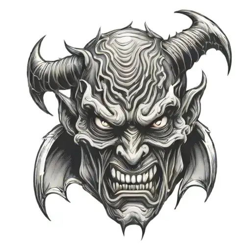Devil Head With Eyes And Mouth Sewed Shut