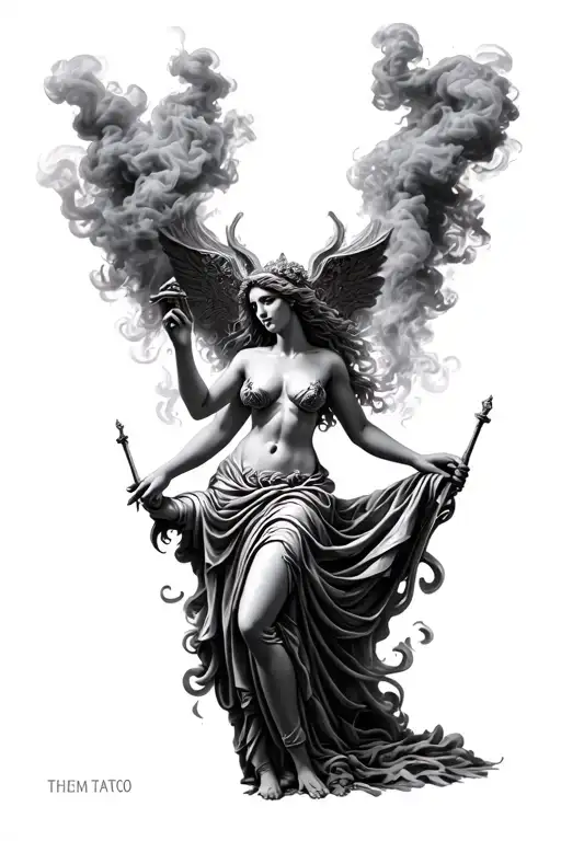 Themis Goddess Surrounded By Smoke