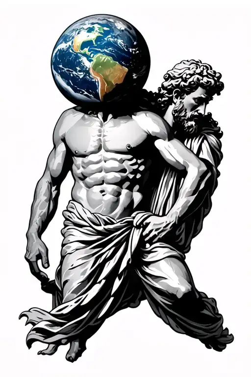 Greek God Atlas Carrying Earth On His Back