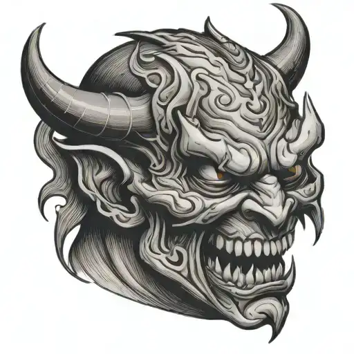 Devil Head With Eyes Sewed Shut And Mouth Sewed Shut