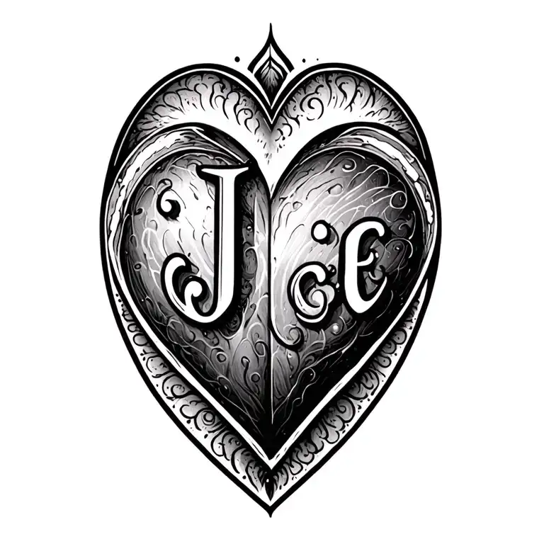 Heart Initials J J C A E
