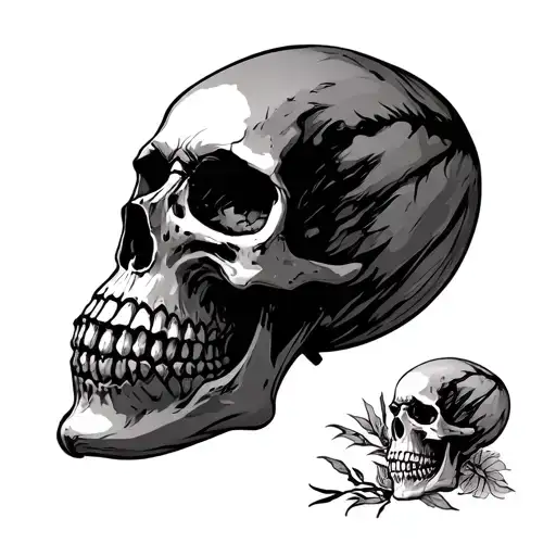 Skull Outlines Only Black Ink