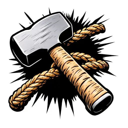 Sledgehammer With Rope Around Top And Handle