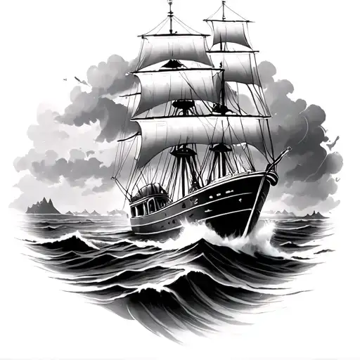 Boat Navigating Big Storm