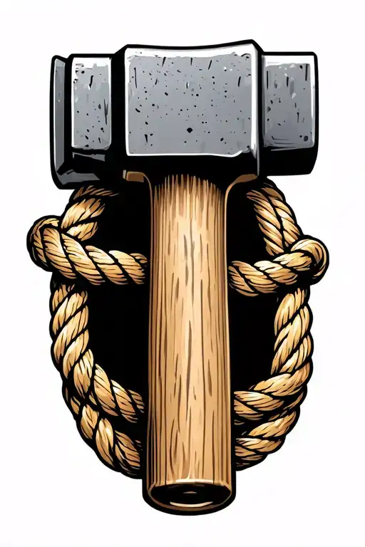 Realistic Sledgehammer With Rope Around Top And Handle