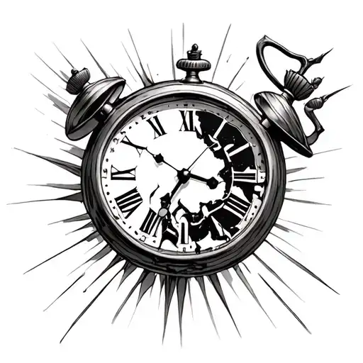 I Want A Pocket Clock That Is Broken In Three Fictions That A Ray Comes Down From The Bottom