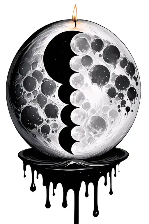 Melting Candle With Moon Phases On It