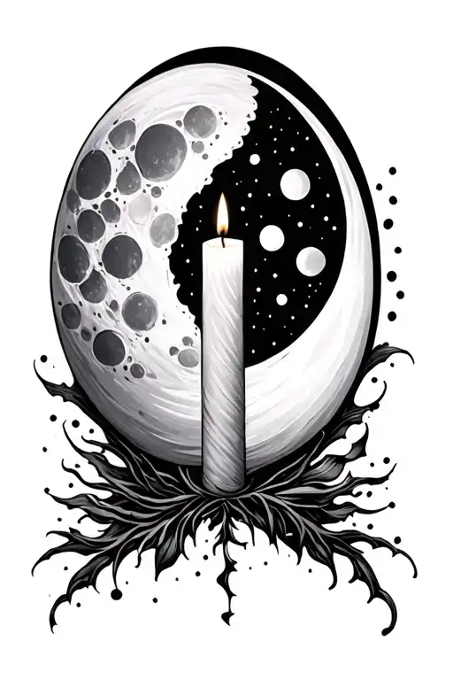 Basic Candle With Moon Phases On The Side