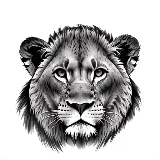 Lioness 5 Cubs Face Only Mandalla