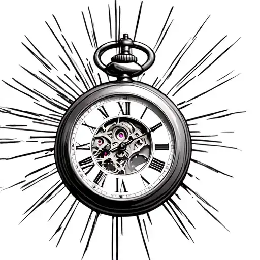 Broken Pocket Watch With Ray Details